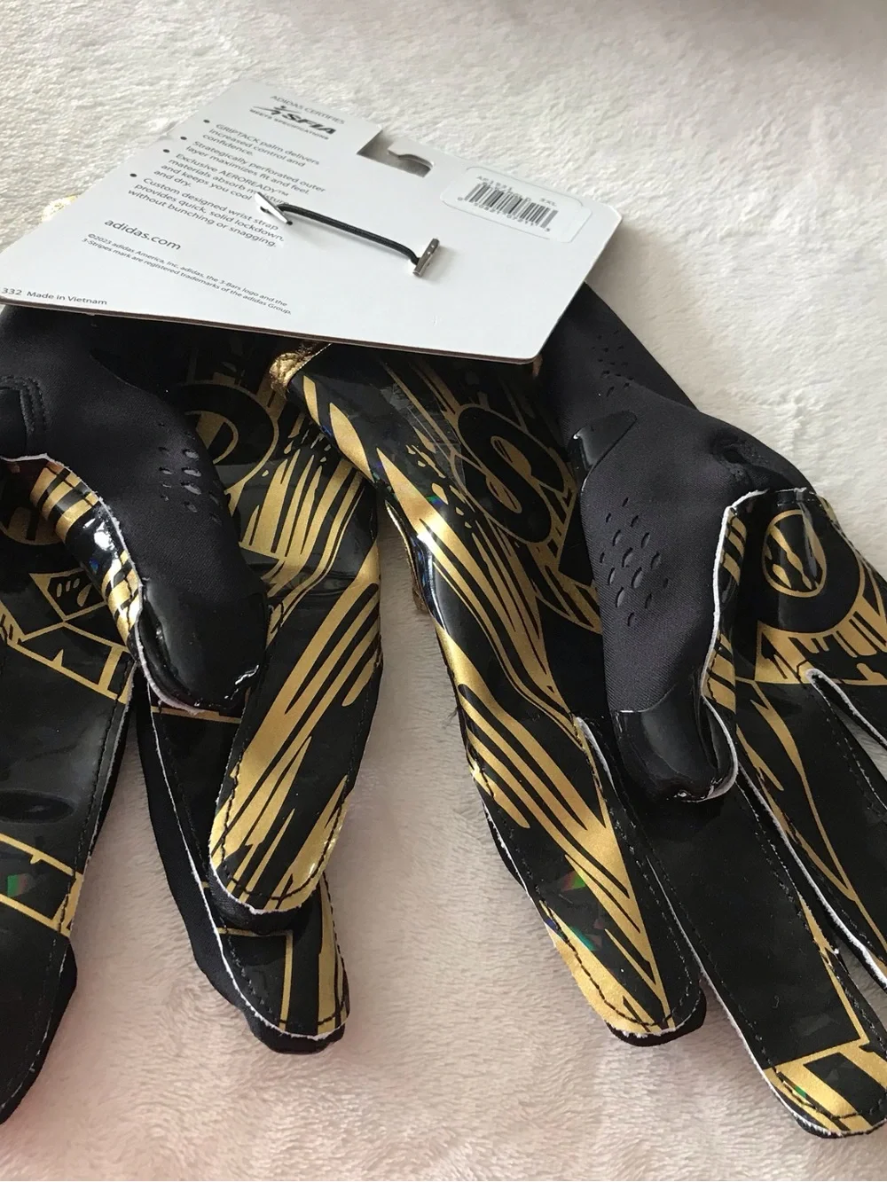 Adizero adidas Men’s Black Gloves with Gold Accents